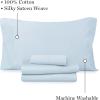 imageMartha Stewart 100 Cotton Queen Sheets Set  4 Piece Soft Smooth Durable Easy Care 16quot Deep Pocket Sheets Bedding Sheets Sateen Sheets 1 Flat 1 Fitted 2 Pillowcases Dorm Essential YellowLight Blue