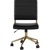 imageMartha Stewart Ivy Armless Swivel Task Chair for Home Office in White Faux Leather with Polished Brass FrameBlack Faux LeatherPolished Brass