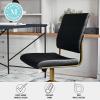 imageMartha Stewart Ivy Armless Swivel Task Chair for Home Office in White Faux Leather with Polished Brass FrameBlack Faux LeatherPolished Brass