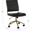 imageMartha Stewart Ivy Armless Swivel Task Chair for Home Office in White Faux Leather with Polished Brass FrameBlack Faux LeatherPolished Brass