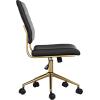 imageMartha Stewart Ivy Armless Swivel Task Chair for Home Office in White Faux Leather with Polished Brass FrameBlack Faux LeatherPolished Brass