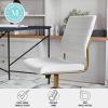 imageMartha Stewart Ivy Armless Swivel Task Chair for Home Office in White Faux Leather with Polished Brass FrameWhite Faux LeatherPolished Brass