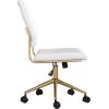 imageMartha Stewart Ivy Armless Swivel Task Chair for Home Office in White Faux Leather with Polished Brass FrameWhite Faux LeatherPolished Brass