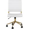 imageMartha Stewart Ivy Armless Swivel Task Chair for Home Office in White Faux Leather with Polished Brass FrameWhite Faux LeatherPolished Brass
