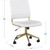 imageMartha Stewart Ivy Armless Swivel Task Chair for Home Office in White Faux Leather with Polished Brass FrameWhite Faux LeatherPolished Brass