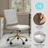imageMartha Stewart Ivy Armless Swivel Task Chair for Home Office in White Faux Leather with Polished Brass FrameWhite Faux LeatherPolished Brass