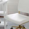 imageMartha Stewart Ivy Armless Swivel Task Chair for Home Office in White Faux Leather with Polished Brass FrameWhite Faux LeatherPolished Brass