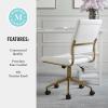 imageMartha Stewart Ivy Armless Swivel Task Chair for Home Office in White Faux Leather with Polished Brass FrameWhite Faux LeatherPolished Brass