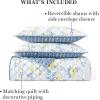 imageMartha Stewart King Size Quilt Bedding Set  3 Piece Soft Washed Microfiber Printed Bedspread Reversible All Season 1 Quilt 2 King Pillow Shams Blue White ampamp Red Painted Floral PrintMaribel Floral Vine