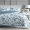 imageMartha Stewart King Size Quilt Bedding Set  3 Piece Soft Washed Microfiber Printed Bedspread Reversible All Season 1 Quilt 2 King Pillow Shams Blue White ampamp Red Painted Floral PrintTiana Floral