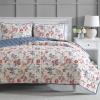 imageMartha Stewart King Size Quilt Bedding Set  3 Piece Soft Washed Microfiber Printed Bedspread Reversible All Season 1 Quilt 2 King Pillow Shams Blue White ampamp Red Painted Floral PrintNadine Painted Jacobean