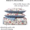 imageMartha Stewart King Size Quilt Bedding Set  3 Piece Soft Washed Microfiber Printed Bedspread Reversible All Season 1 Quilt 2 King Pillow Shams Blue White ampamp Red Painted Floral PrintNadine Painted Jacobean