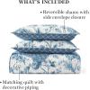 imageMartha Stewart King Size Quilt Bedding Set  3 Piece Soft Washed Microfiber Printed Bedspread Reversible All Season 1 Quilt 2 King Pillow Shams Blue White ampamp Red Painted Floral PrintTiana Floral