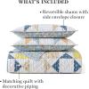 imageMartha Stewart King Size Quilt Bedding Set  3 Piece Soft Washed Microfiber Printed Bedspread Reversible All Season 1 Quilt 2 King Pillow Shams Blue White ampamp Red Painted Floral PrintKite Ditsy Patchwork