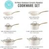 imageMartha Stewart Lockton Premium Non stick Non Toxic PFA Free Ceramic Interior 10 Piece Heavy Gauge Enamel Aluminum Pots and Pans Cookware Set  Linen White wGold HandleLinen w Gold Handle