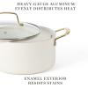 imageMartha Stewart Lockton Premium Non stick Non Toxic PFA Free Ceramic Interior 10 Piece Heavy Gauge Enamel Aluminum Pots and Pans Cookware Set  Linen White wGold HandleLinen w Gold Handle