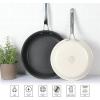imageMartha Stewart Lockton Premium Non stick Non Toxic PFA Free Ceramic Interior 10 Piece Heavy Gauge Enamel Aluminum Pots and Pans Cookware Set  Linen White wGold HandleLinen