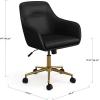 imageMartha Stewart Rayna Swivel Task Chair with Flared Arms for Home Office in Saddle Brown Faux Leather with Oil Rubbed Bronze FrameBlack Faux LeatherPolished Brass Frame