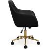 imageMartha Stewart Rayna Swivel Task Chair with Flared Arms for Home Office in Saddle Brown Faux Leather with Oil Rubbed Bronze FrameBlack Faux LeatherPolished Brass Frame
