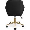 imageMartha Stewart Rayna Swivel Task Chair with Flared Arms for Home Office in Saddle Brown Faux Leather with Oil Rubbed Bronze FrameBlack Faux LeatherPolished Brass Frame