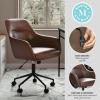 imageMartha Stewart Rayna Swivel Task Chair with Flared Arms for Home Office in Saddle Brown Faux Leather with Oil Rubbed Bronze FrameSaddle Brown Faux LeatherOil Rubbed Bronze