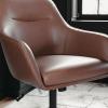 imageMartha Stewart Rayna Swivel Task Chair with Flared Arms for Home Office in Saddle Brown Faux Leather with Oil Rubbed Bronze FrameSaddle Brown Faux LeatherOil Rubbed Bronze