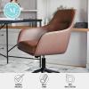 imageMartha Stewart Rayna Swivel Task Chair with Flared Arms for Home Office in Saddle Brown Faux Leather with Oil Rubbed Bronze FrameSaddle Brown Faux LeatherOil Rubbed Bronze