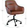 imageMartha Stewart Rayna Swivel Task Chair with Flared Arms for Home Office in Saddle Brown Faux Leather with Oil Rubbed Bronze FrameSaddle Brown Faux LeatherOil Rubbed Bronze