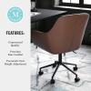 imageMartha Stewart Rayna Swivel Task Chair with Flared Arms for Home Office in Saddle Brown Faux Leather with Oil Rubbed Bronze FrameSaddle Brown Faux LeatherOil Rubbed Bronze
