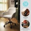 imageMartha Stewart Rayna Swivel Task Chair with Flared Arms for Home Office in Saddle Brown Faux Leather with Oil Rubbed Bronze FrameWhite BoucleOil Rubbed Bronze