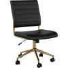 imageMartha Stewart Ivy Armless Swivel Task Chair for Home Office in White Faux Leather with Polished Brass FrameBlack Faux LeatherPolished Brass