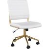 imageMartha Stewart Ivy Armless Swivel Task Chair for Home Office in White Faux Leather with Polished Brass FrameWhite Faux LeatherPolished Brass