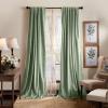 imageMartha Stewart Lucca Velvet Blackout Back Tab Window Curtain Panel Pair 95quot Linen BeigeGreen