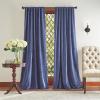 imageMartha Stewart Lucca Velvet Blackout Back Tab Window Curtain Panel Pair 95quot Linen BeigeNavy