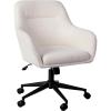 imageMartha Stewart Rayna Swivel Task Chair with Flared Arms for Home Office in Saddle Brown Faux Leather with Oil Rubbed Bronze FrameWhite BoucleOil Rubbed Bronze