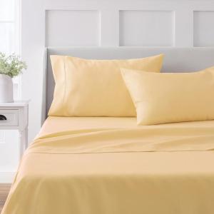 imageMartha Stewart 100 Cotton Queen Sheets Set  4 Piece Soft Smooth Durable Easy Care 16quot Deep Pocket Sheets Bedding Sheets Sateen Sheets 1 Flat 1 Fitted 2 Pillowcases Dorm Essential YellowYellow