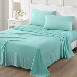 imageMartha Stewart Microfiber Sheets Set   Soft Smooth Durable Easy Care  Bedding Sheets Juniper Sea PinkAqua Turquoise