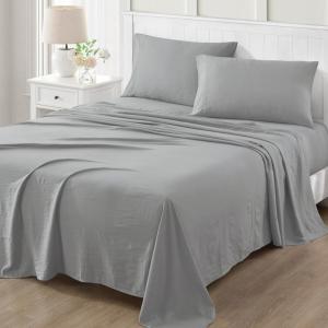 imageMartha Stewart Microfiber Sheets Set   Soft Smooth Durable Easy Care  Bedding Sheets Juniper Sea PinkGrey