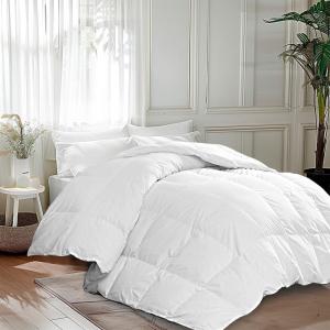 imageMartha Stewart White Goose King Size Feathers Down Fiber Comforter 100 Cotton Duvet Insert King Hotel Luxury Hypoallergenic Comforter 68oz All Season Medium Warmth 106 x 90 InchWhiteAll Seasons