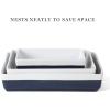 imageMARTHA STEWART 3 Piece Oven to Table Stoneware Bakeware Baking Dish ampamp Casserole Set  RedCobalt Blue