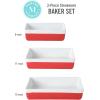 imageMARTHA STEWART 3 Piece Oven to Table Stoneware Bakeware Baking Dish ampamp Casserole Set  RedRed