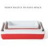 imageMARTHA STEWART 3 Piece Oven to Table Stoneware Bakeware Baking Dish ampamp Casserole Set  RedRed