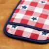 imageMARTHA STEWART Americana Star Gihgham Oven Mitt ampamp Pot Holder Set 100 Cotton Heat Resistant Patriotic USA America Decor RedWhiteBlue 7quotx13quot ampamp 7quotx10quot