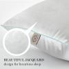 imageMARTHA STEWART Down Alternative Pillows King Size Set Of 2 Plush Cooling Pillow for Back Stomach or Side Sleepers Memory FoamLike Fiber Fill Dobby Stripe 20quot x 36quot WhiteWhite