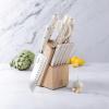 imageMARTHA STEWART Eastwalk 14 Piece High Carbon Stainless Steel Cutlery Kitchen Knife Block Set wABS Triple Riveted Forged Handle Acacia Wood Block  Linen WhiteLinen Ashwood Block