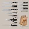 imageMARTHA STEWART Eastwalk 14 Piece High Carbon Stainless Steel Cutlery Kitchen Knife Block Set wABS Triple Riveted Forged Handle Acacia Wood Block  Linen WhiteMatte Black