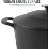 imageMARTHA STEWART Gatwick 7 QT Enamel Cast Iron Dutch Oven Pot with Lid Martha BlueBlack Matte