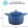 imageMARTHA STEWART Gatwick 7 QT Enamel Cast Iron Dutch Oven Pot with Lid Martha BlueClassic Blue