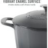 imageMARTHA STEWART Gatwick 7 QT Enamel Cast Iron Dutch Oven Pot with Lid Martha BlueClassic Gray