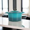 imageMARTHA STEWART Gatwick 7 QT Enamel Cast Iron Dutch Oven Pot with Lid Martha BlueEmerald Ombre